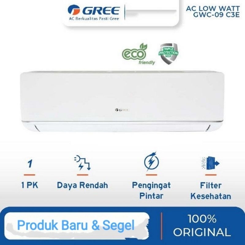 AC Pendingin Ruangan Gree 1PK Low Watt GWC-09C3ES Deluxe Daya Rendah