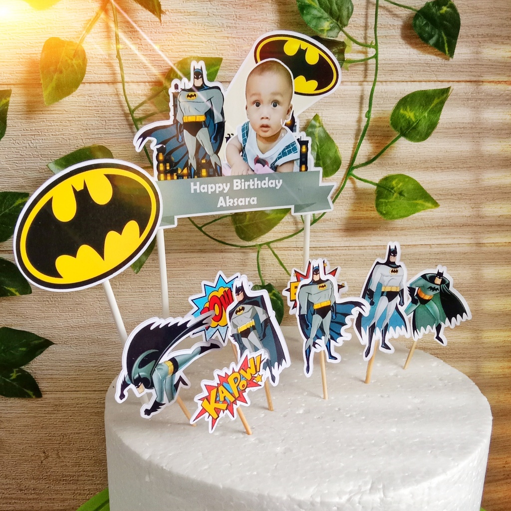 Topper Batman Custom Foto untuk Hiasan Kue Ulang Tahun / Ultah Anak Karakter (Toper Cake)