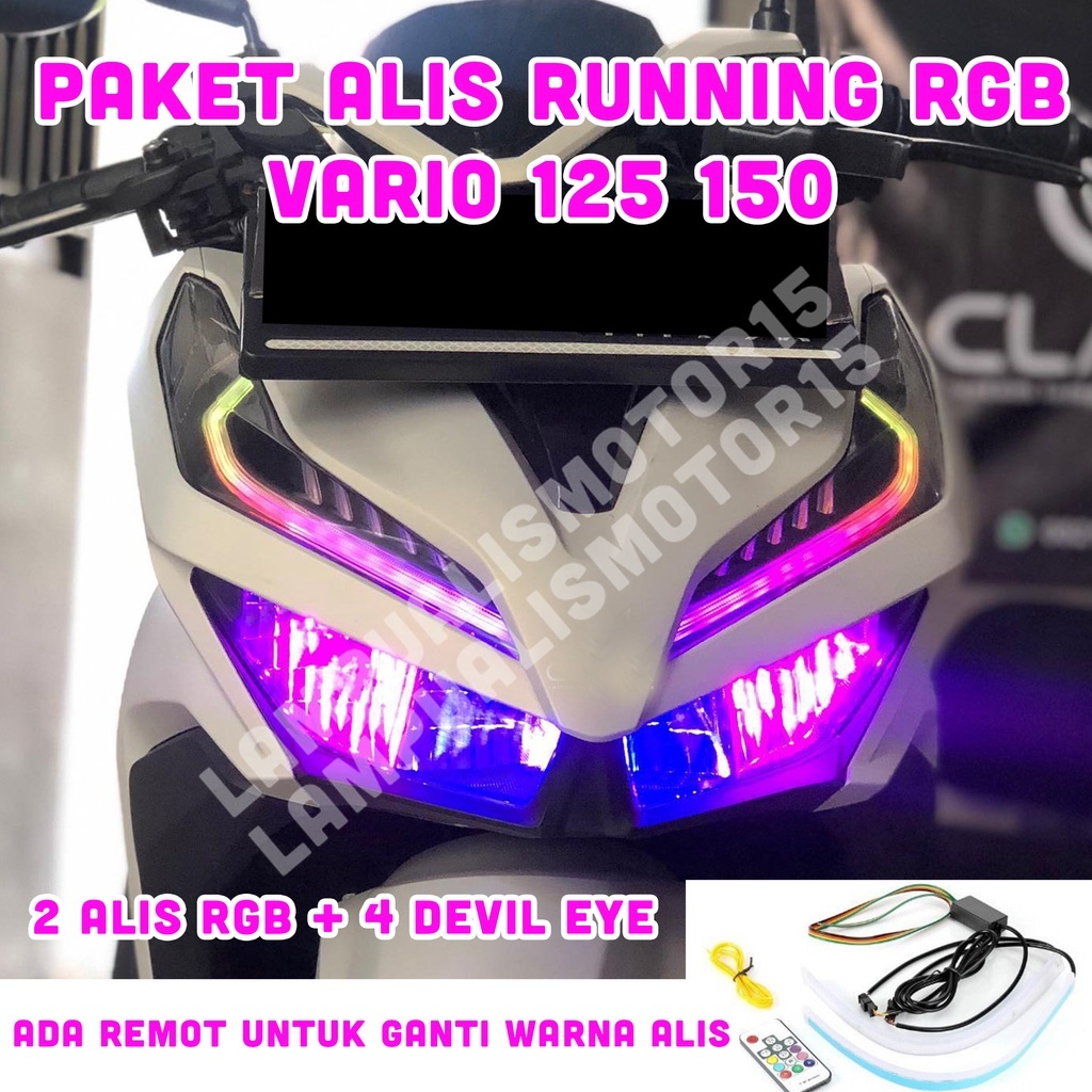 paket lampu alis vario 125 150 gratis demon eye tidak berbintik / lampu alis drl senja vario all new