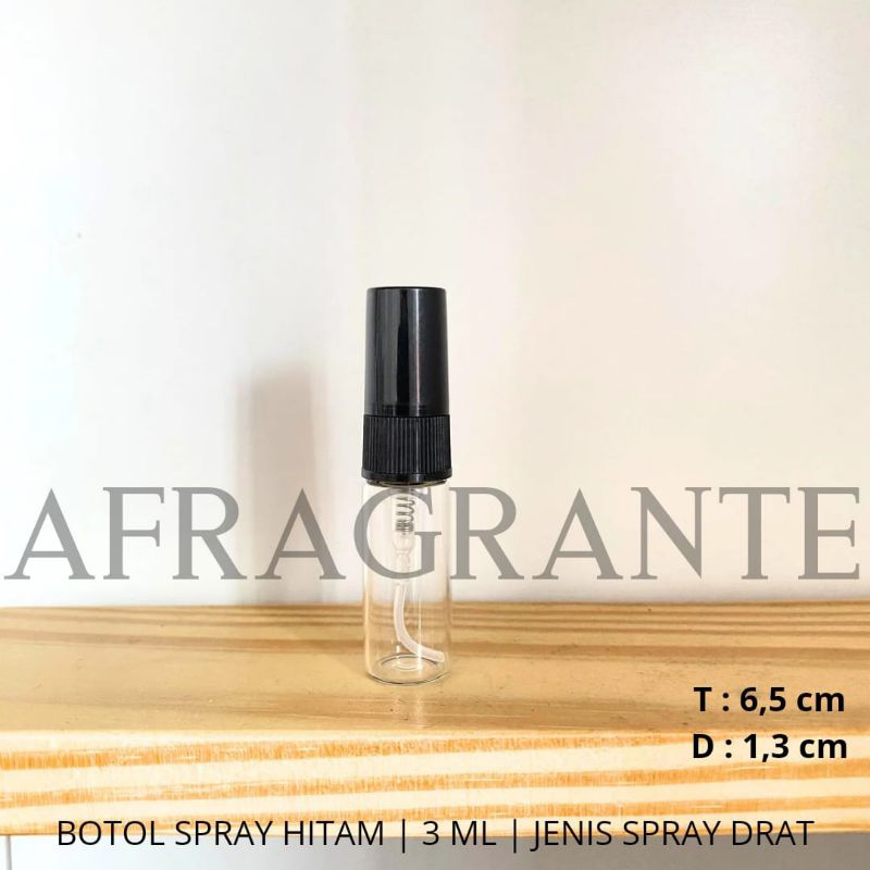 botol kaca spray 3 ml hitam tutup plastik- botol portable 3 ml- botol mini- botol sample 3 ml- botol