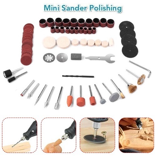 92 Pcs Aksesoris Perlengkapan Alat Mata Electric Mini Drill Grinder Set Gerinda Bor Mini Rotary