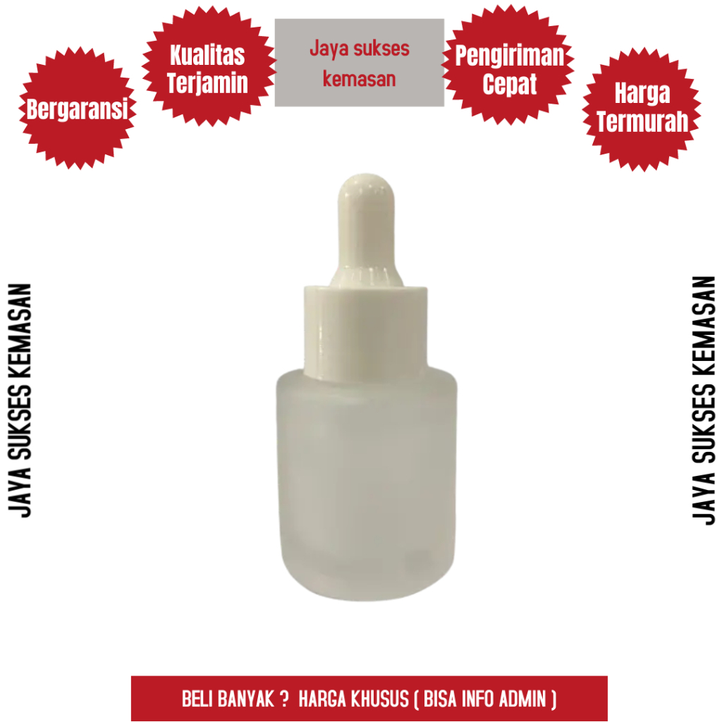 BOTOL SERUM 20ML KACA / BOTOL PIPET KACA 20ML FROSTED BAHU DATAR
