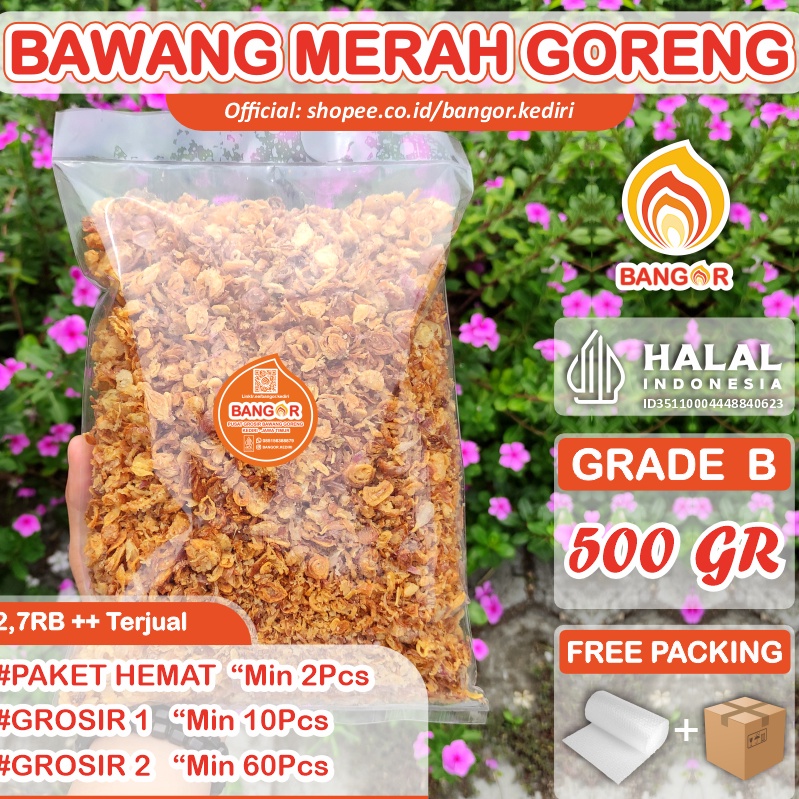 

[KODE EHERP] MERAH-B [ 500 gr ] Bawang Merah Goreng / Brambang Goreng, Grade B, Refill