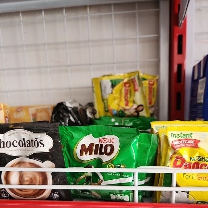 

susu dancow, chocolatos, milo sachet