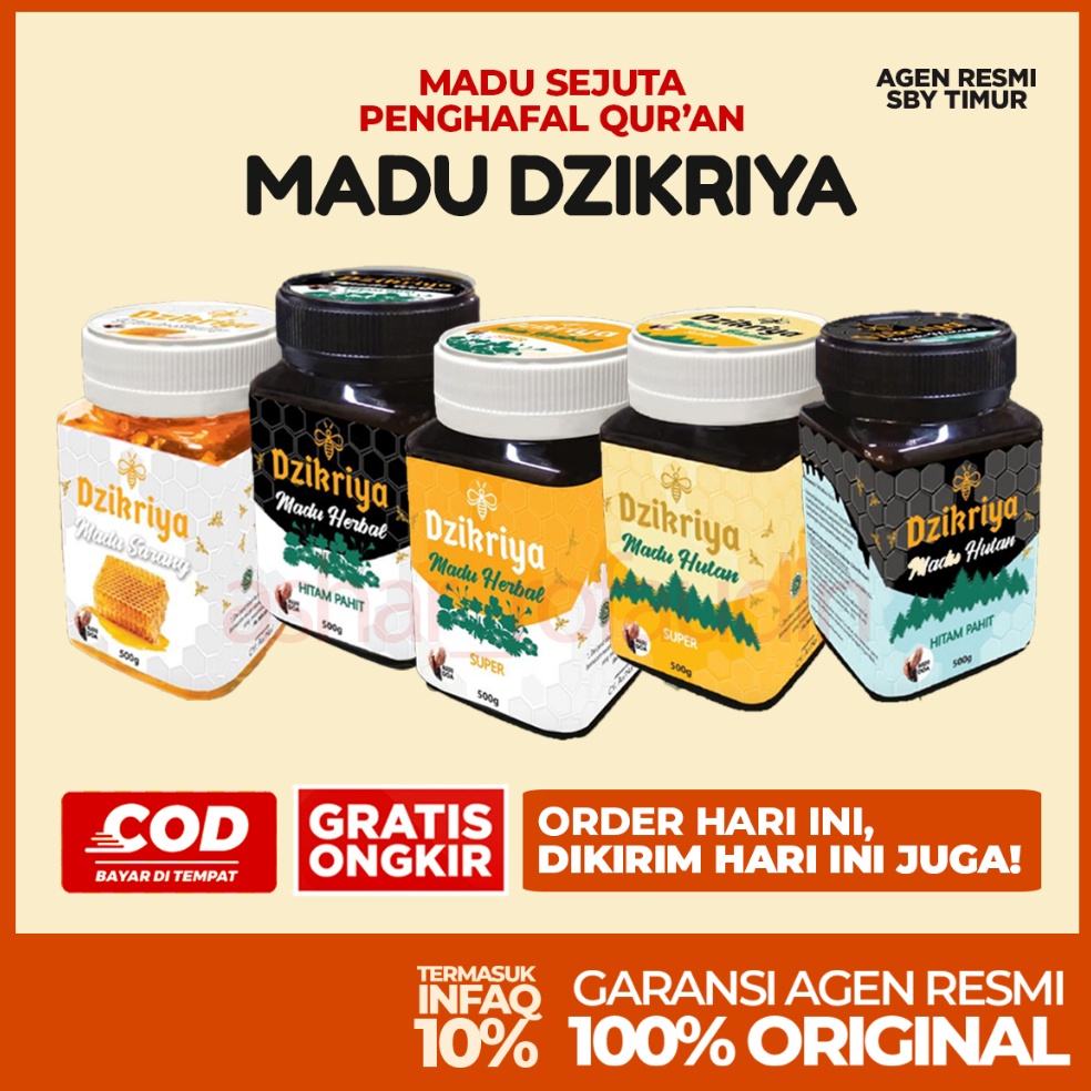 

D!skon Dzikriya Madu Herbal Hutan Super Hitam Manis Pahit Sarang Semua Varian 500GR Original New Product