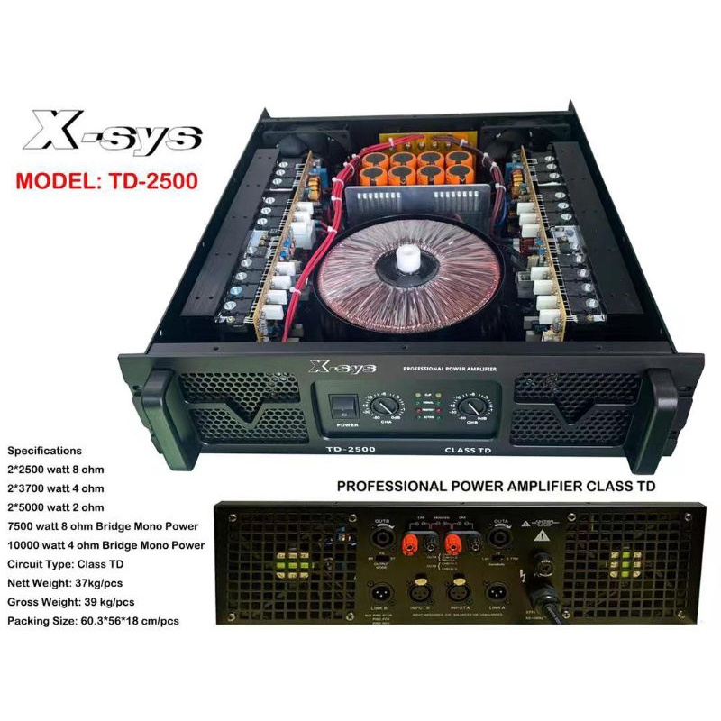 X-Sys Power Amplifier TD-2500 TD2500 TD 2500 -Profesional Amplifier Class TD