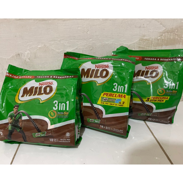 

[KODE 70WU7] milo sachet 3in1 malaysia 18sticks / 21sticks