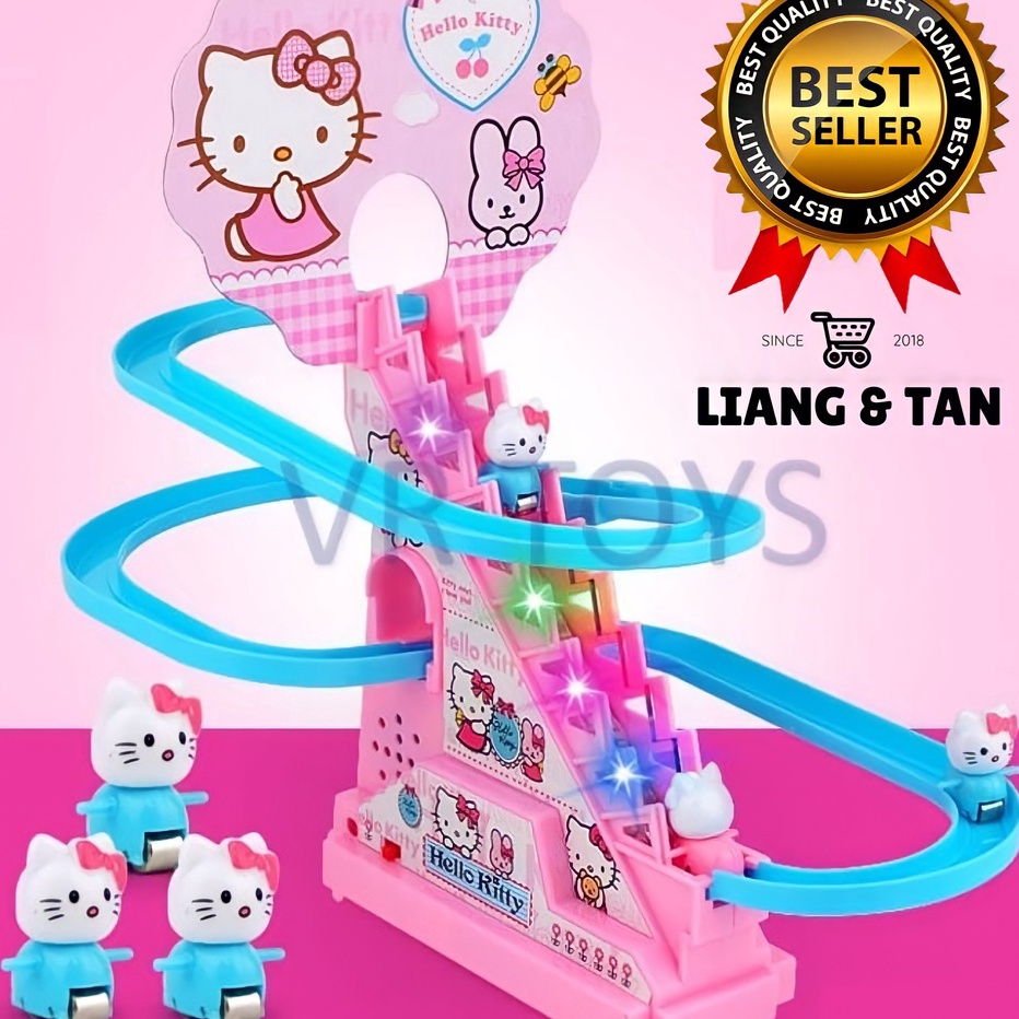 [KODE MW9Z7] ( BISA COD ) PROMO FREE Mainan Anak Kereta Api Helo Kity Track Racing Balap Naik Tangga