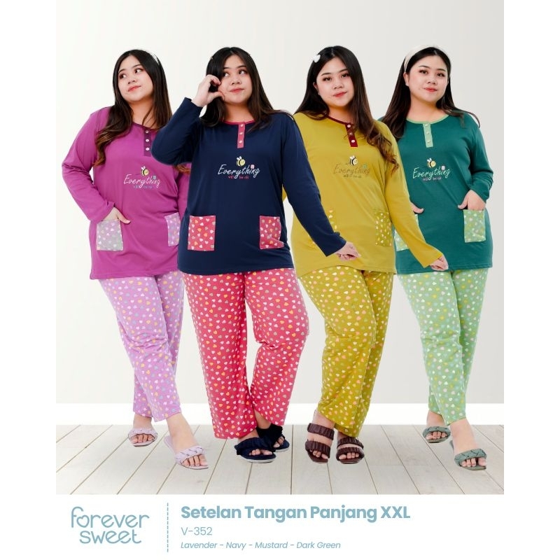 GROSIR Baju Tidur Perempuan FOREVER Sweet Concept PP XXL / JUMBO  V 352