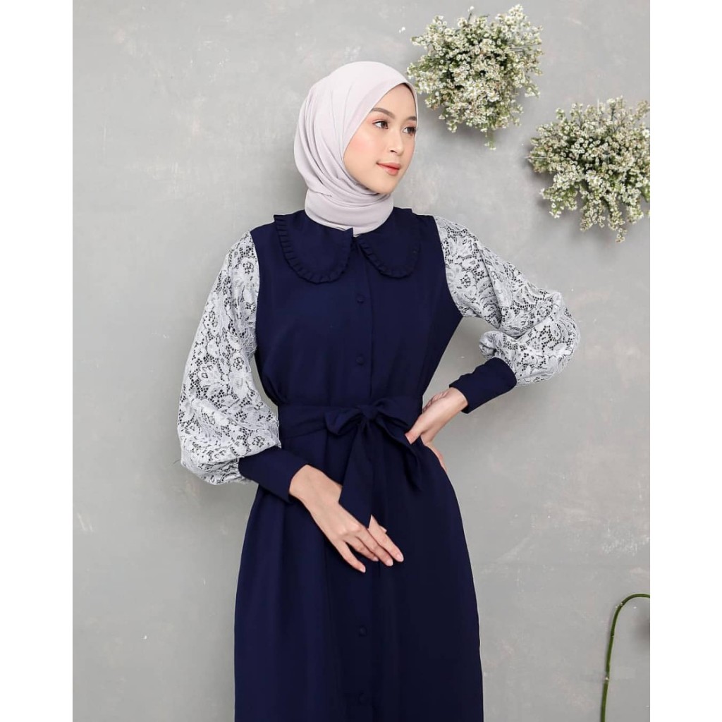 Dress Korean Style Muslim Murah Elegan Katun Maxi Pesta C8F5 Korea Gamis Fashion Premium Casual Long