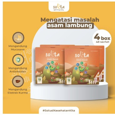 

SOLITA BUNDLE 4 Box Minuman Serbuk Umbi Garut Isi 12 Sachet Rasa Coklat untuk Atasi Asam Lambung, Maag, dan GERD | SOLITA