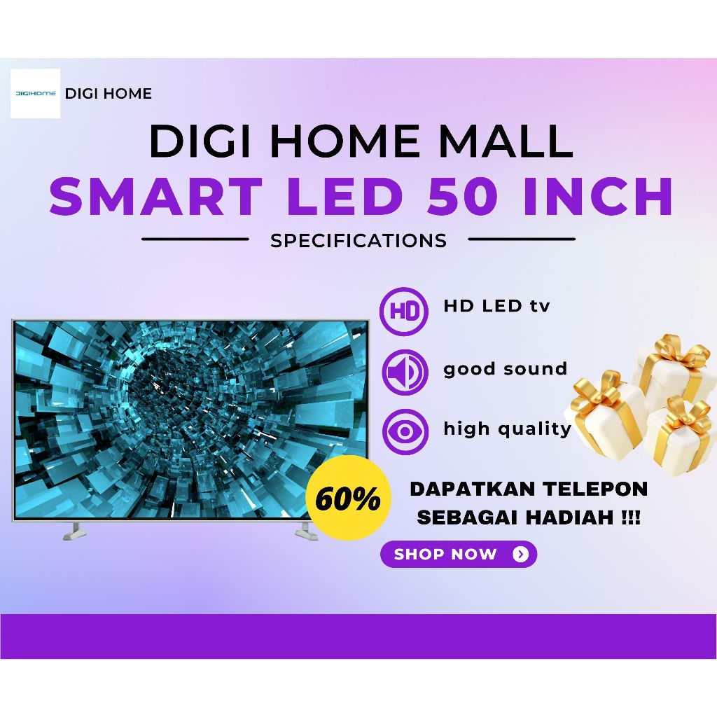 [Beli TV dan dapatkan ponsel gratis] DIGIHOME Smart TV 50 inch TV Android murah TV LED  inch Youtube