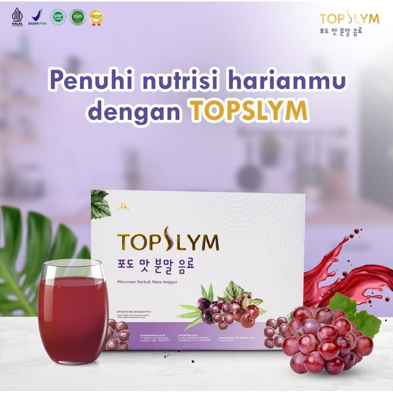 

Topslym Fiber 1 BOX ( 10 sachet ) Minuman Serbuk Rasa Anggur