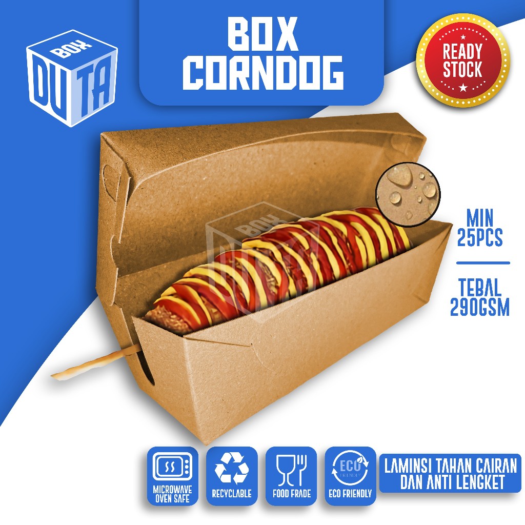 

Box corn dog/ Kotak corndog/ Dus kemasan Sosis Bakar Kraft 290gsm