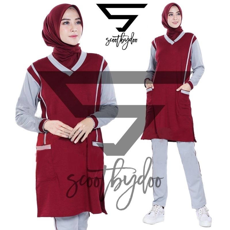 SETELAN SENAM TUNIK WANITA YOVIS SPORT/ PAKAIAN OLAHRAGA WANITA /Yovis Sport Baju Senam / Baju Senam
