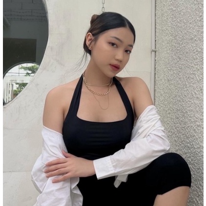 Ready MODAVIE - BELLE HALTER TOP Tanktop Korea Crop Top Korean Halter Tank Top ➛➙❅⋆