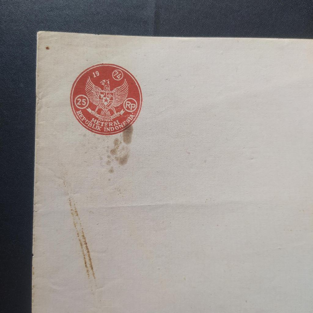 

Kertas Segel Rp 25 Tahun 1974 Double