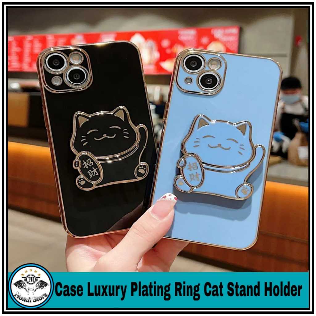 Case Vivo Y20 Y20i Y20s Y20s(G) Y12s   Soft Casing Hp Plating Silikon Cat Dudukan Lipat Kucing Mondi