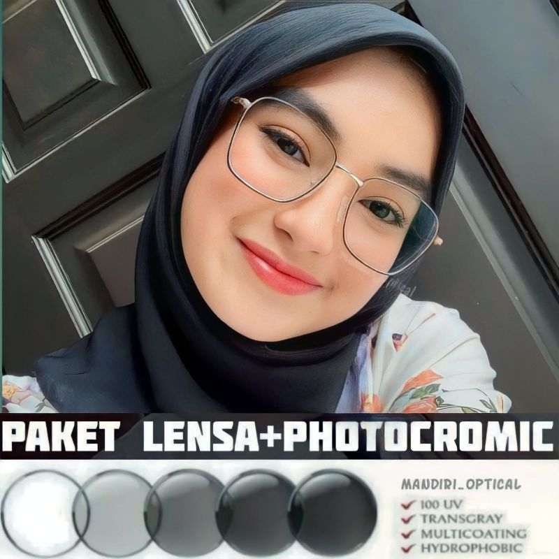 Frame kacamata wanita (paket frame+lensa antiradiasi) | kacamata photocromic | gratis lensa minus | 
