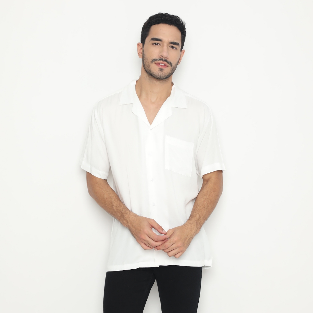 MAXXWELL Bowling shirt SS - Kemeja casual pria cuban collar relaxed fit rayon twill premium warna pu