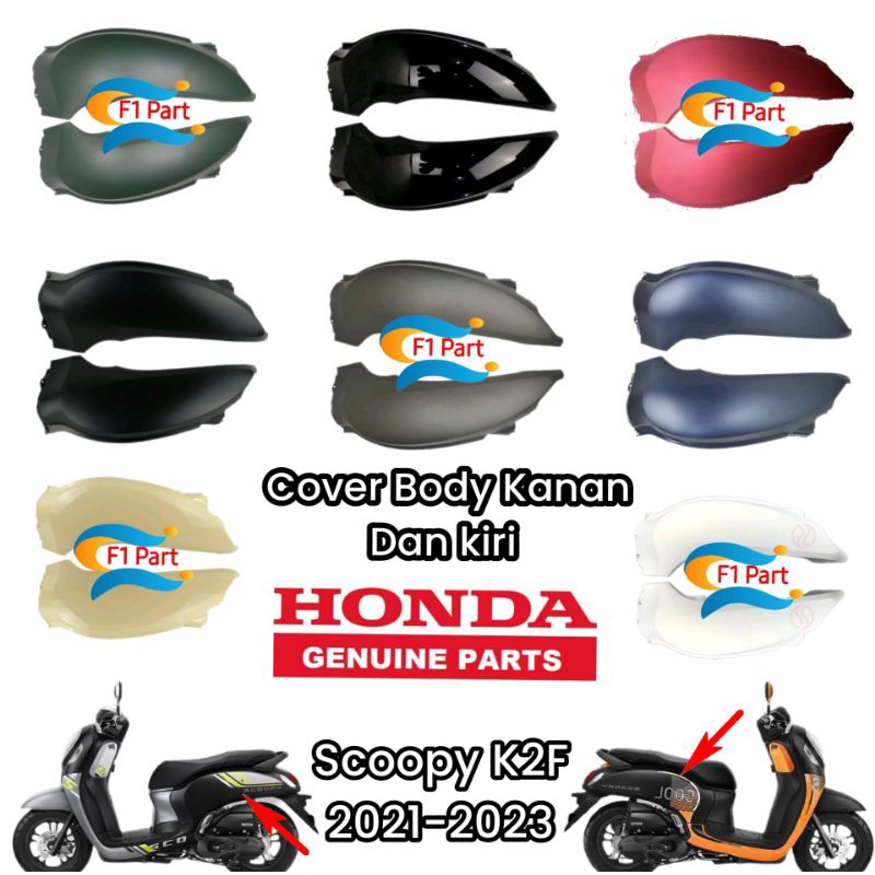 Cover Body Bodi Kiri dan kanan Scoopy K2F 2021 2022 2023 Hitam Putih doff merah doff hitam doff biru