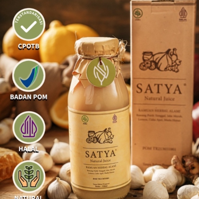 

Laris SATYA Jus Bawang Putih Tunggal Jahe Merah Lemon Madu Hutan Cuka Apel BAHAN ALAMI dengan BPOM