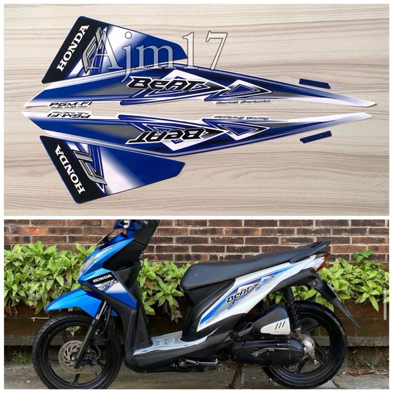 STIKER STRIPING BEAT FI 2013 BIRU PUTIH