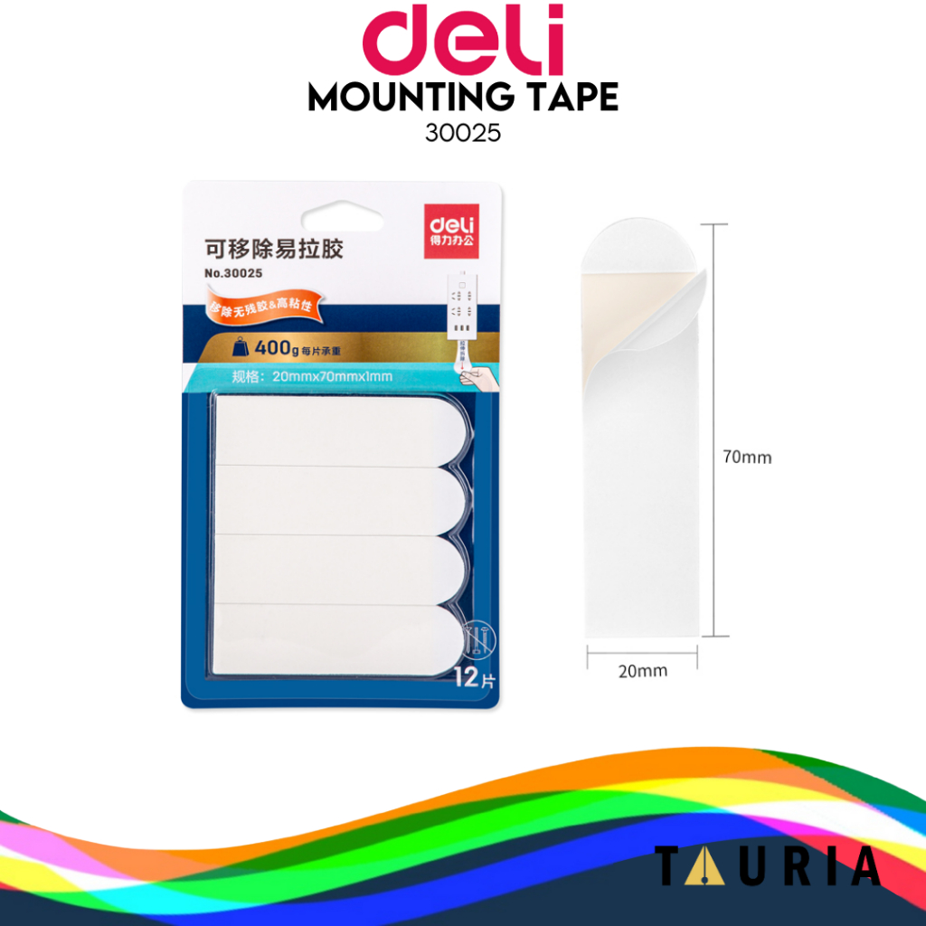 

Deli Mounting Tape / Mounting Tape 20x70mm Isi 12Pcs/Pack 30025