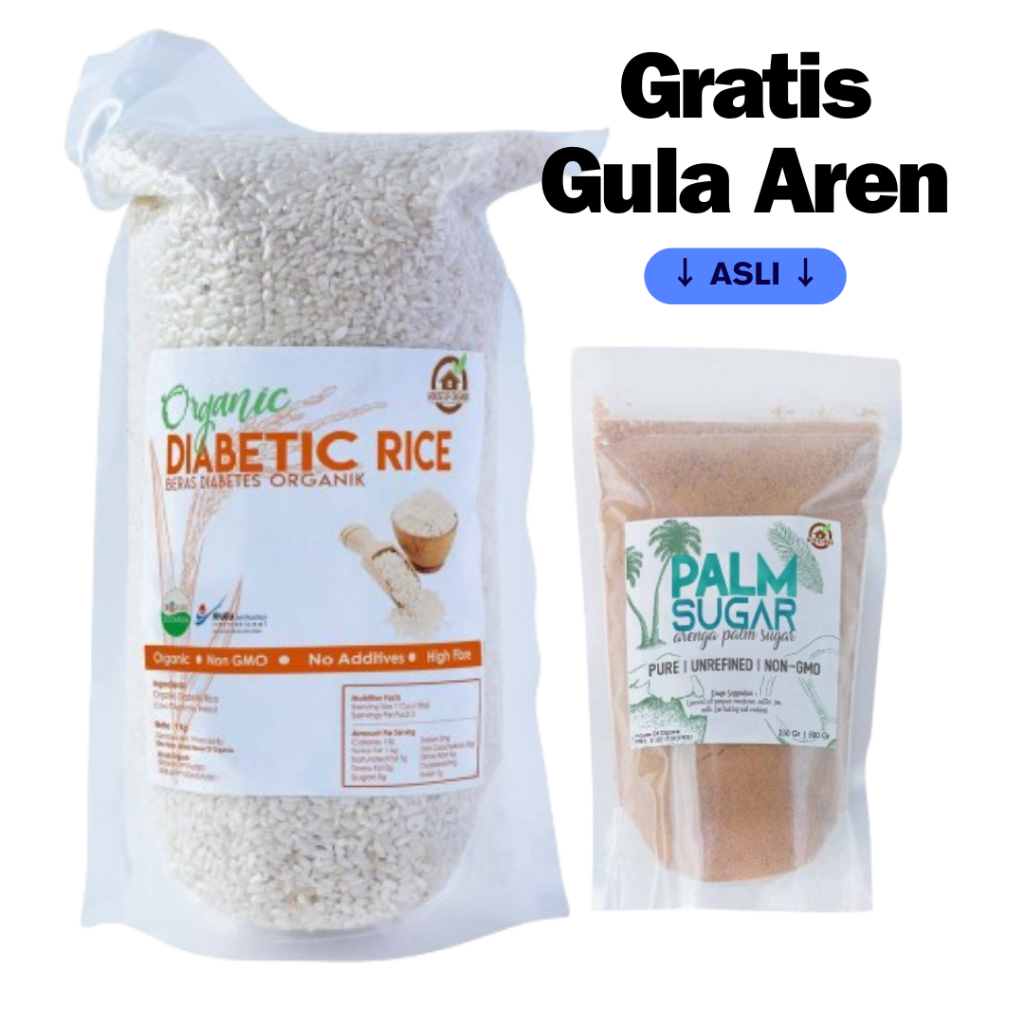 

Beras Diabetes Organik Rendah Gula Kalori Glikemik Nasi Putih Diet Bonus Gula Aren Asli Gluten Free