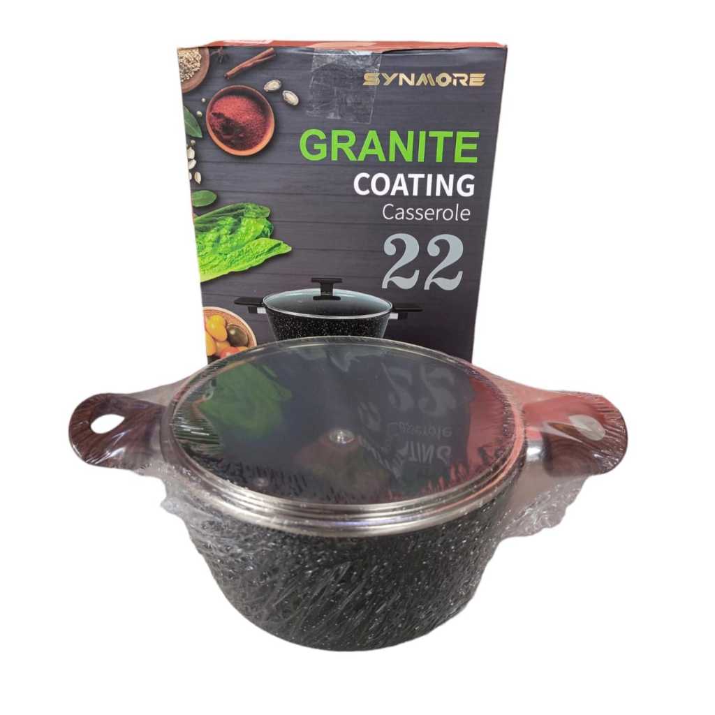 SYNMORE GRANITE COATING CASSEROLE 22 BLACK - NON STICK