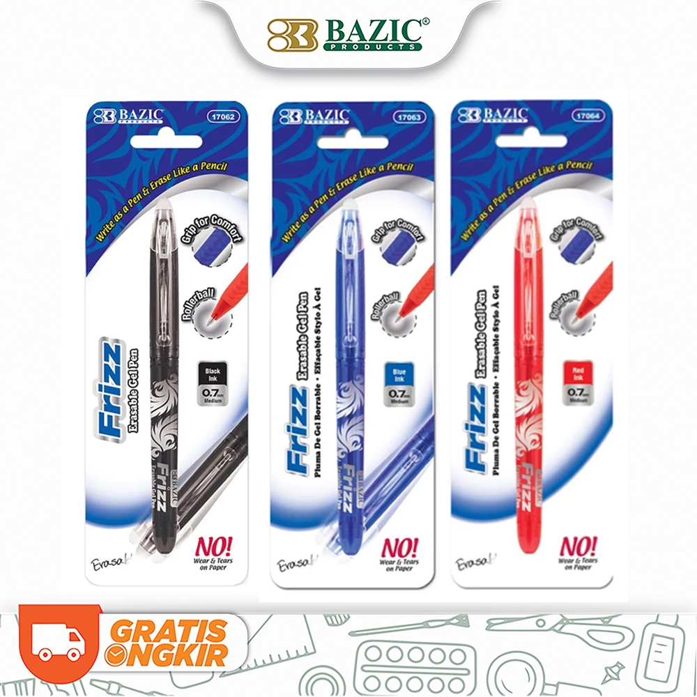 

Bazic Frizz Erasable Gel Pen with Grip - Pulpen bisa dihapus