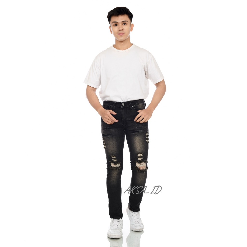 Celana Jeans Sobek Pria Panjang Biothink Slimfit Kekinian