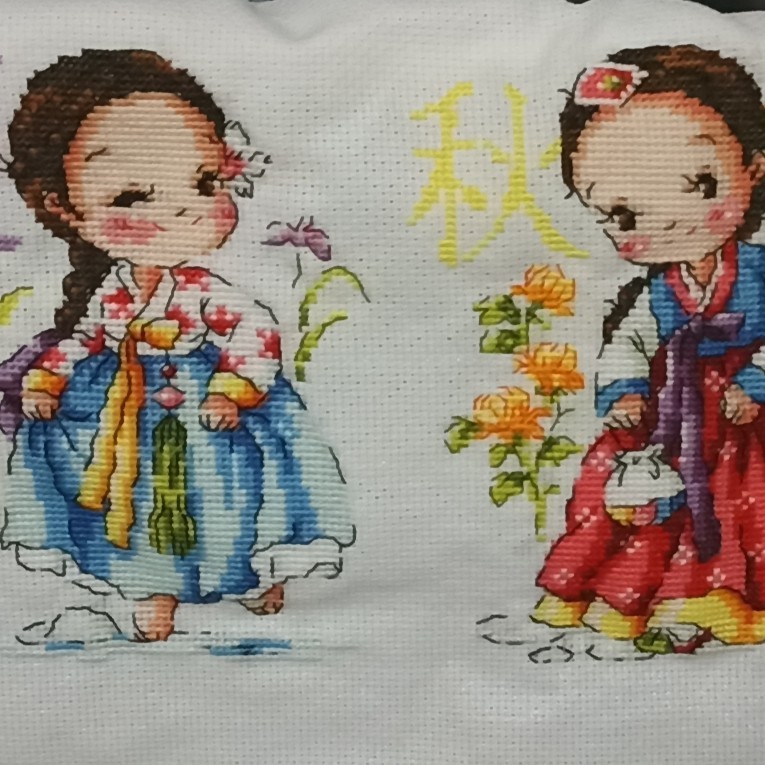 Four Seasons Girl Sodastitch Cross Stitch Kristik Pajangan Lukisan