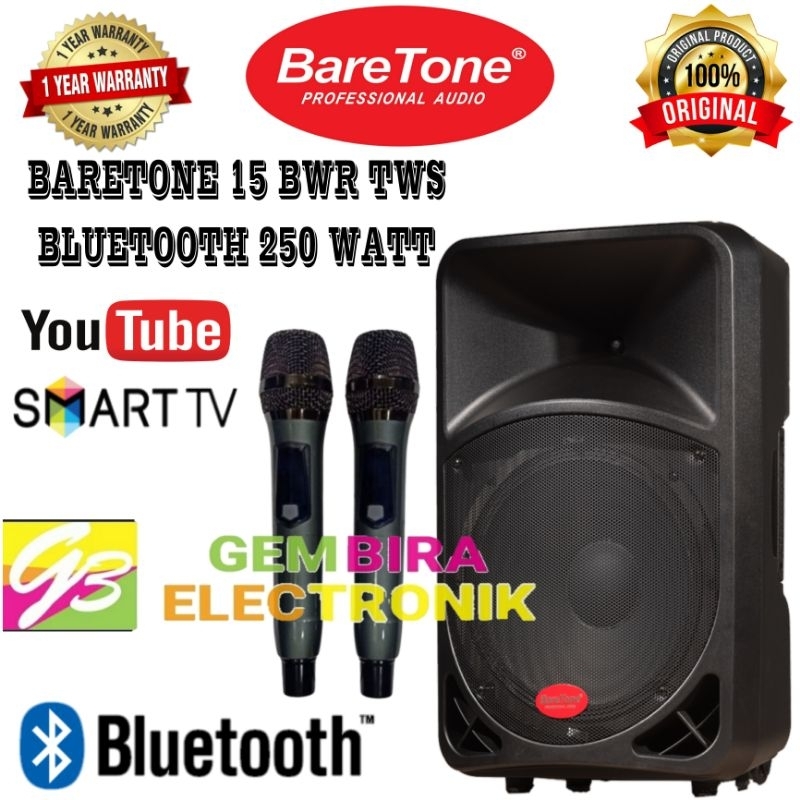 Speaker Portable Meeting Baretone 15 inch 15bwr 250 watt Free stand dan mic Shure