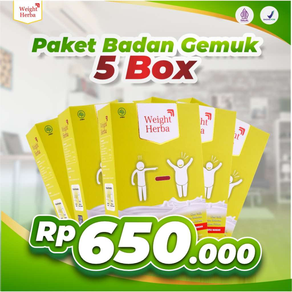 

Paket 5 Box WEIGHT HERBA 100% Original | Susu Penggemuk Badan & Penambah Berat Badan | Tingkatkan Nafsu Makan