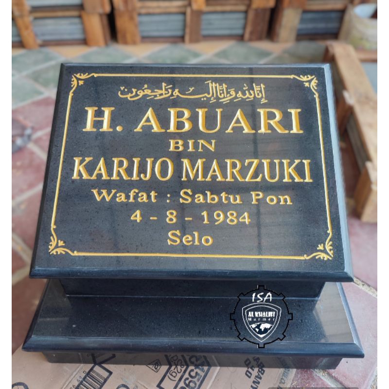 NISAN MAKAM MARMER (40X50) DAN (35X45)/KIJING MAKAM BATU GRANIT ANDESIT ASLI MURAH