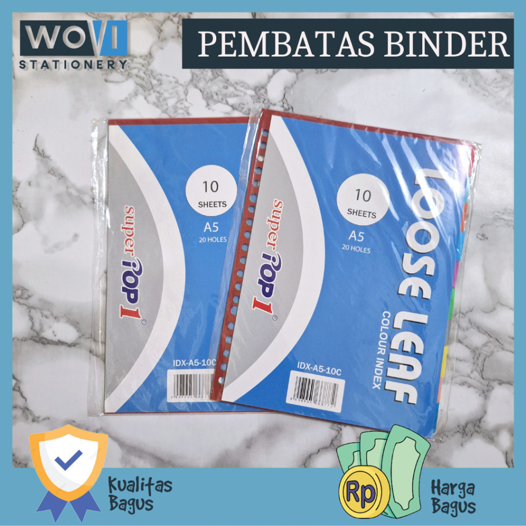 

[SET] Pembatas Loose Leaf A5 10 Warna / Index Pembatas A5 Pop1 / Pembatas Binder A5 pop1