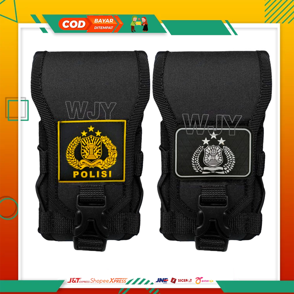 SARUNG HP PINGGANG TACTICAL TAS HP PINGGANG LOGO PATCH RUBBER POLISI