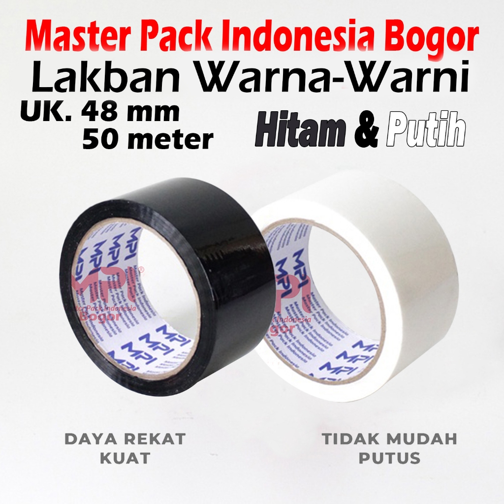 

Paket Lakban Warna Hitam & Warna Putih 48 mm x 50 Meter / Lakban Isolasi Warna Warni - Master Pack Indonesia Bogor