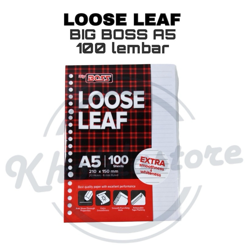 

Loose Leaf Big Boss A5 Bergaris 20 Holes isi 100 lembar