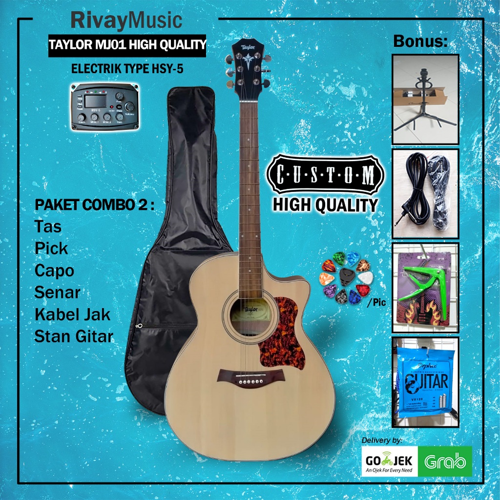 Gitar Akustik Elektrik Taylor Natural with tuner
