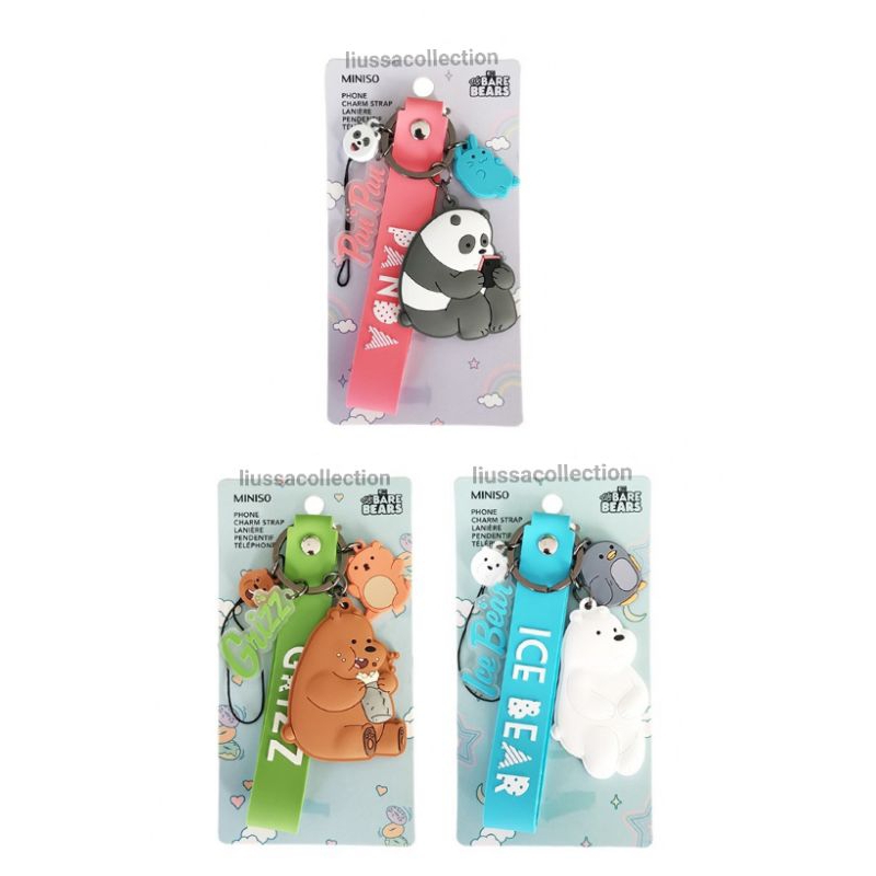 Gantungan Hp Miniso - We Bare Bears Collection 4.0 Phone Charm Strap