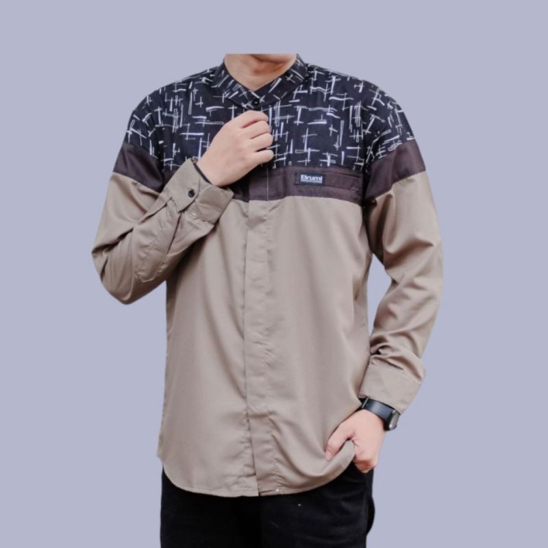 Baju Koko Pria Lengan Panjang Elrumi Motif Senopati Bisa COD