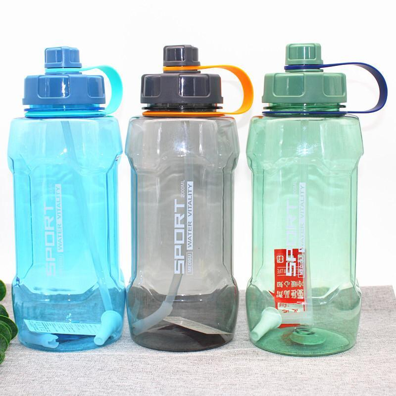Botol Minum Plastik Transparan HEENOOR Sport Water Vitality I Botol Minum Tenteng  I 2000Ml FREE BPA