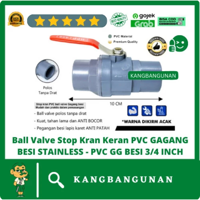 Stop kran Ball Valve gagang besi stainless 3/4 inch fitting pipa keran