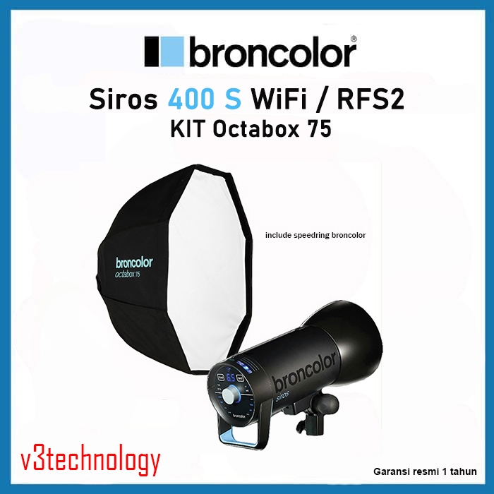 Broncolor Siros 400 S WiFi RFS2 KIT Octabox 75 - Studio Lighting Siros 400S