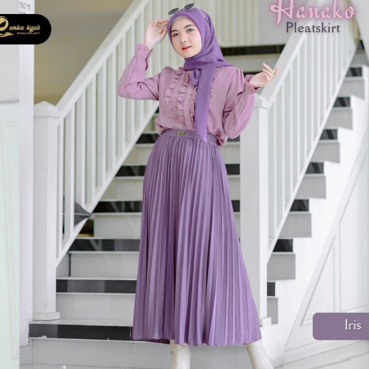 Kode TNT007 ROK PLISKET BAWAHAN WANITA PLEATED SKIRT HYGET PREMIUM ORI HANAKO PLEATS BY EMKA HIJAB T