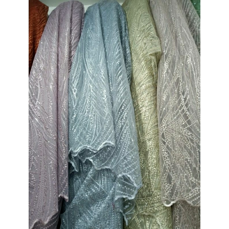 Kain Brokat/Brukat Akar Timbul/Brokat Tulang Prancis Motif Best Seller Meteran ( Per 0.5m )