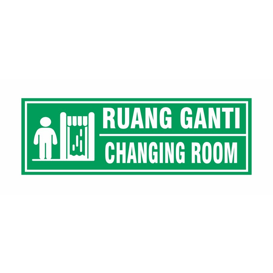 

STIKER SIGN RUANG GANTI/CHANGING ROOM Uk 30x10 cm RAMBU K3