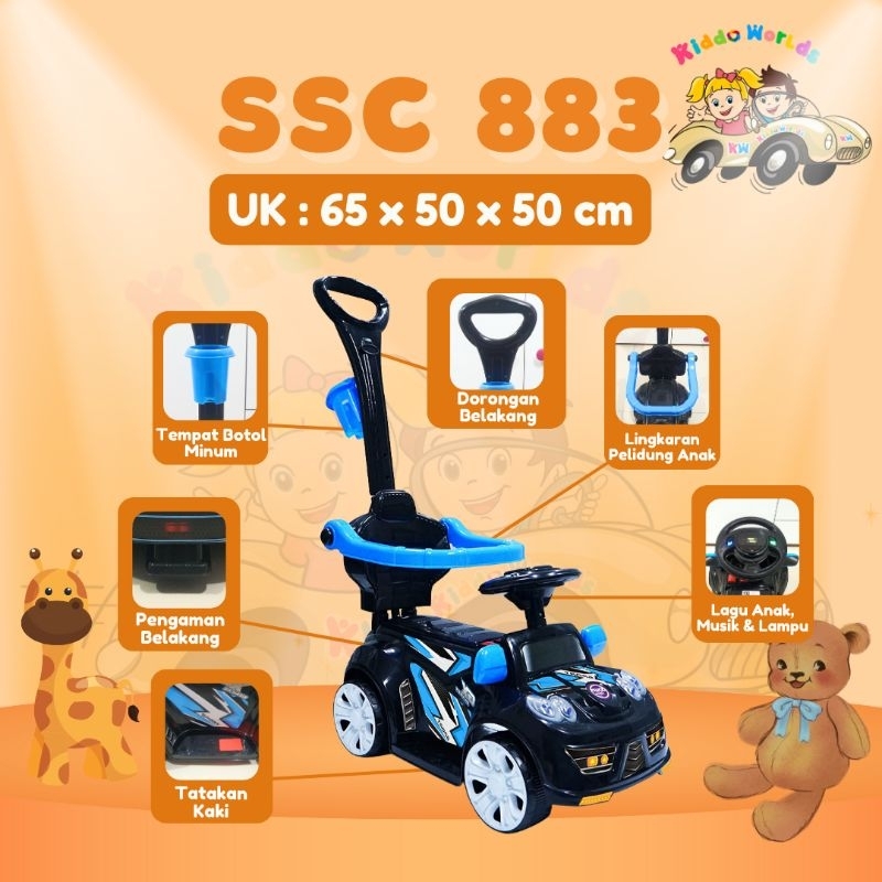 mainan anak mobil sport SHP SSC-883 WW-698 mobil dorong anak dorongan besi ride on